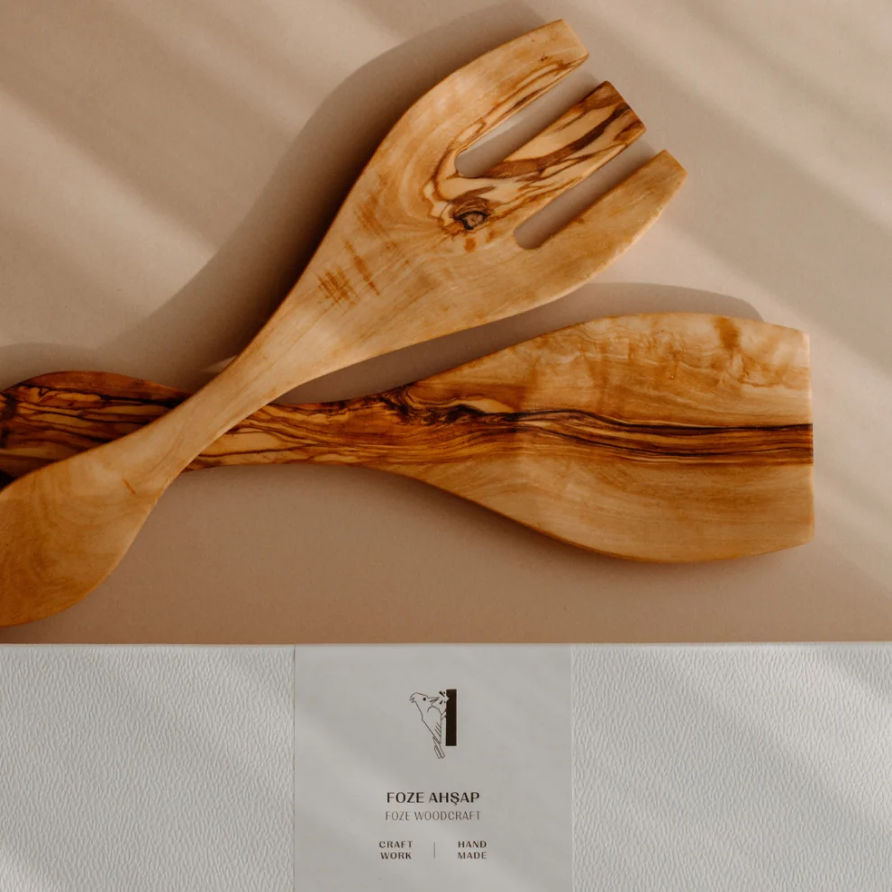 Foze Wooden Handmade Salad Servers hipicon