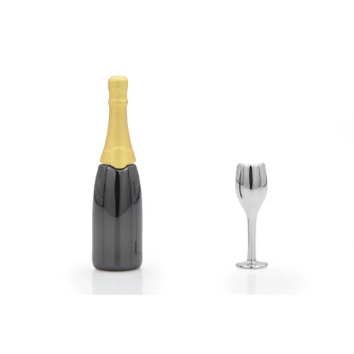 Metalmorphose - Glass & Champagne Bottle Fashion Pin
