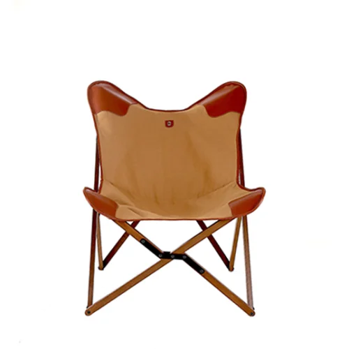 Marbre Home - Safari Canvas And Leather Tripolina Folding Chair Wood