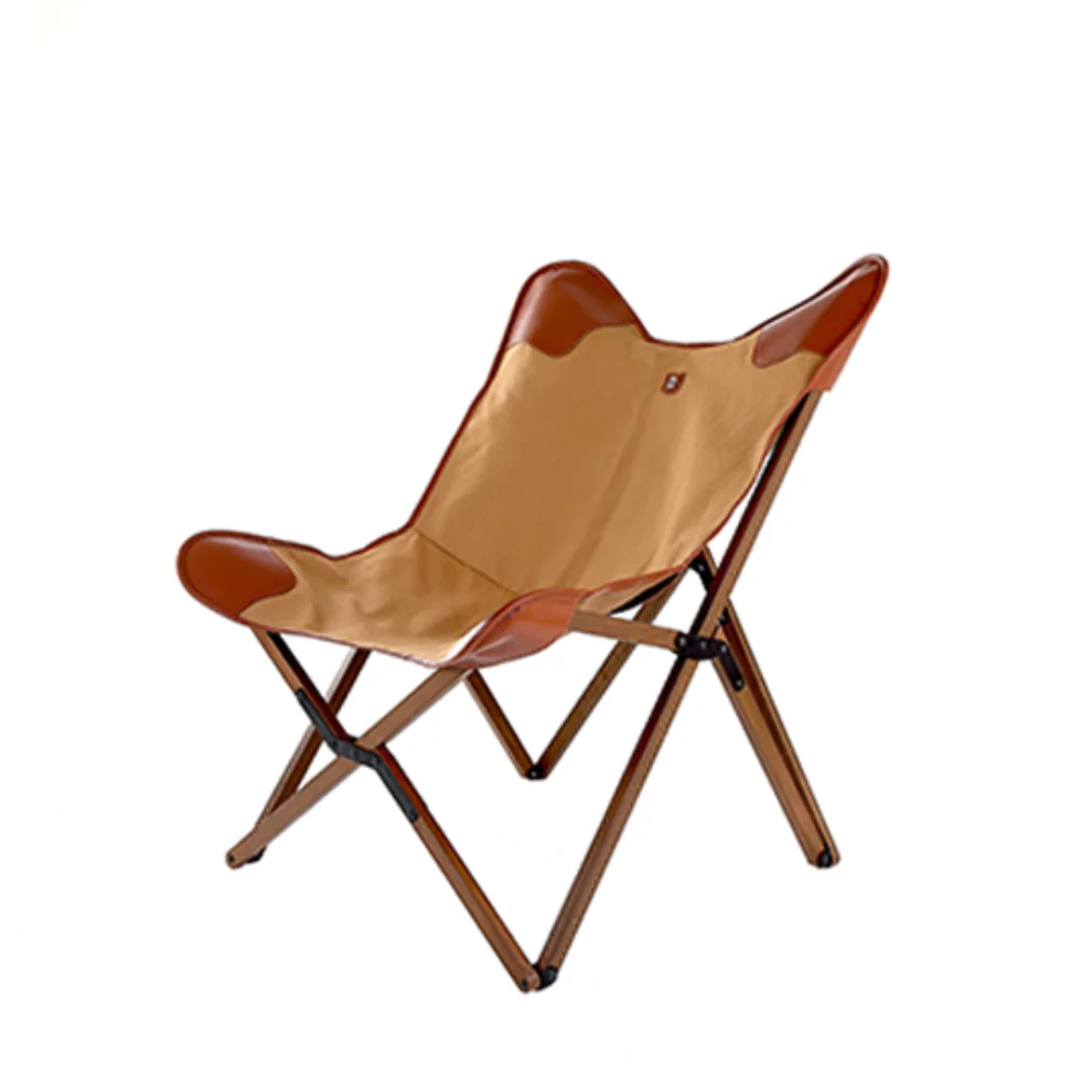 Marbre Home - Safari Canvas And Leather Tripolina Folding Chair Wood