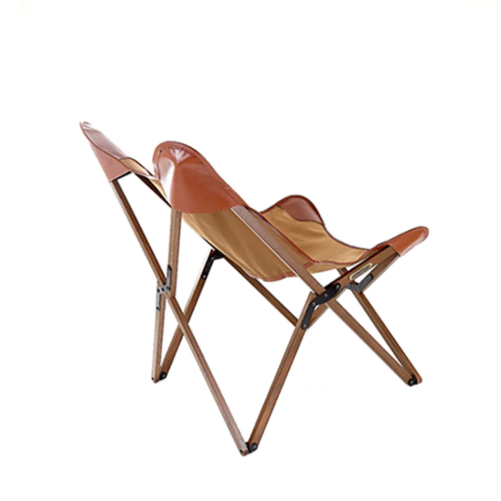 Marbre Home - Safari Canvas And Leather Tripolina Folding Chair Wood