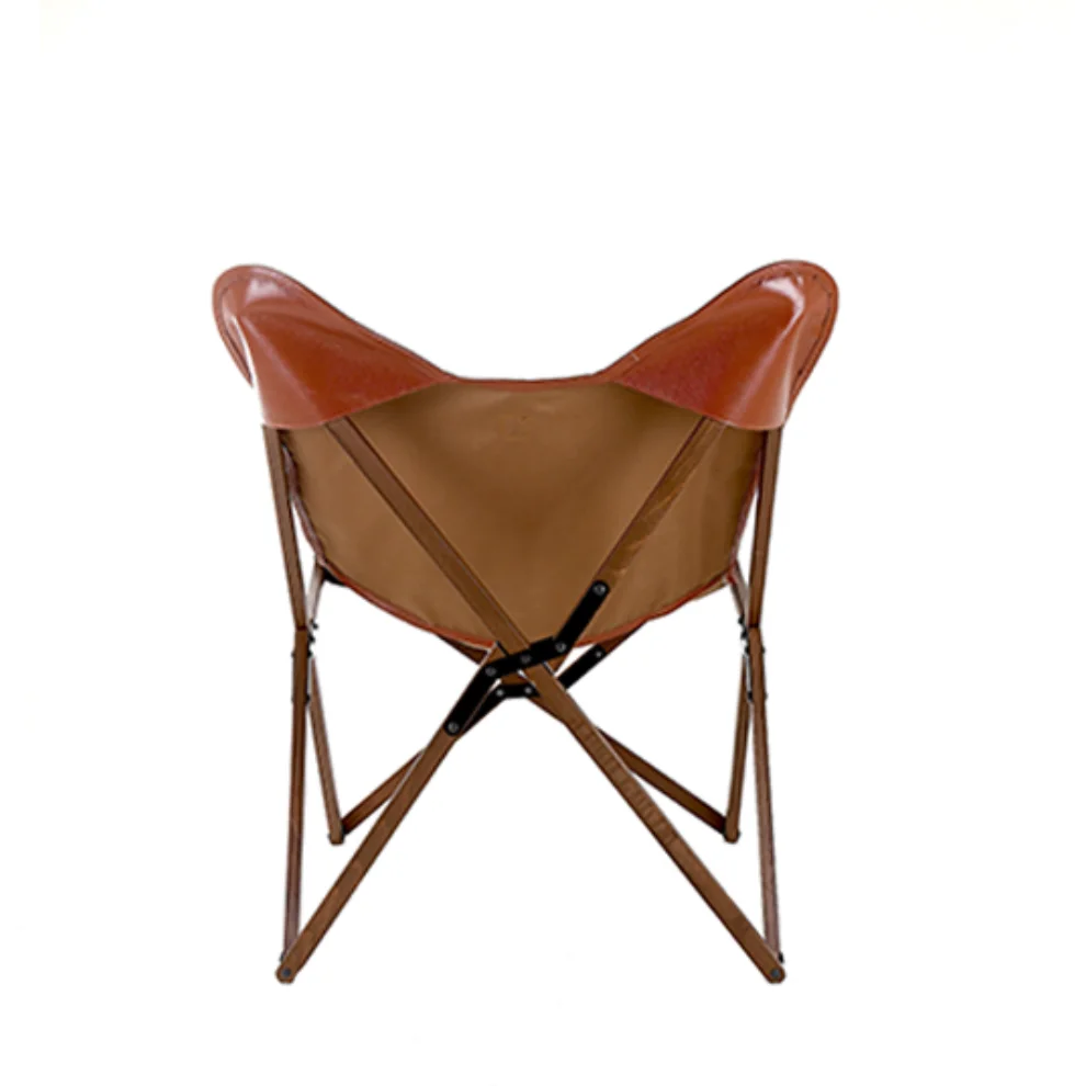 Marbre Home - Safari Canvas And Leather Tripolina Folding Chair Wood