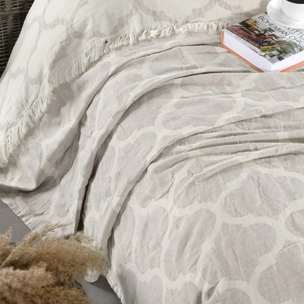 Miespiga - Damask Design Double Sided Jacquard Linen Cotton Woven Breathable All Season Pique Bedspread