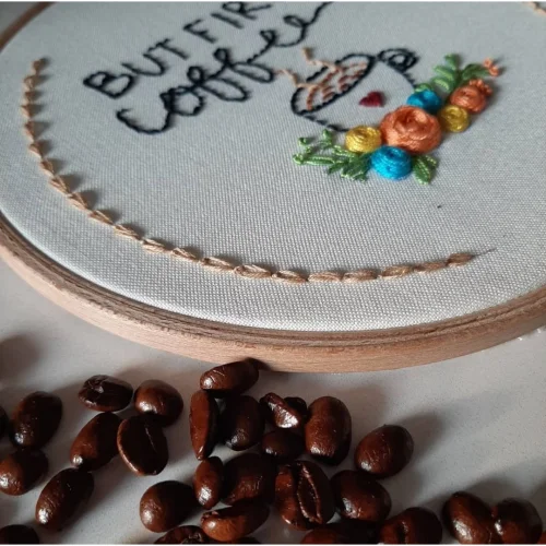 DEAR HOME - But First Coffee Embroidery Hoop Art