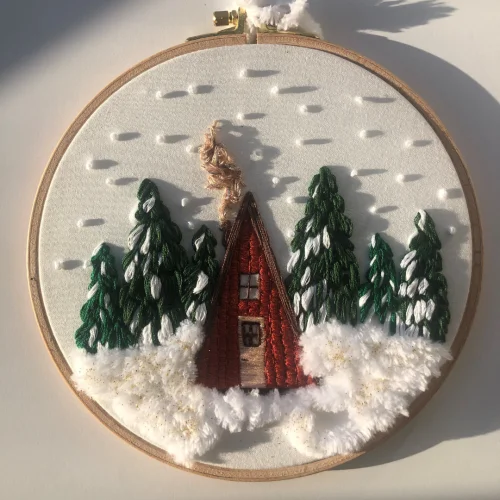 Granny's Hoop - Cottage Embroidery Hoop Art