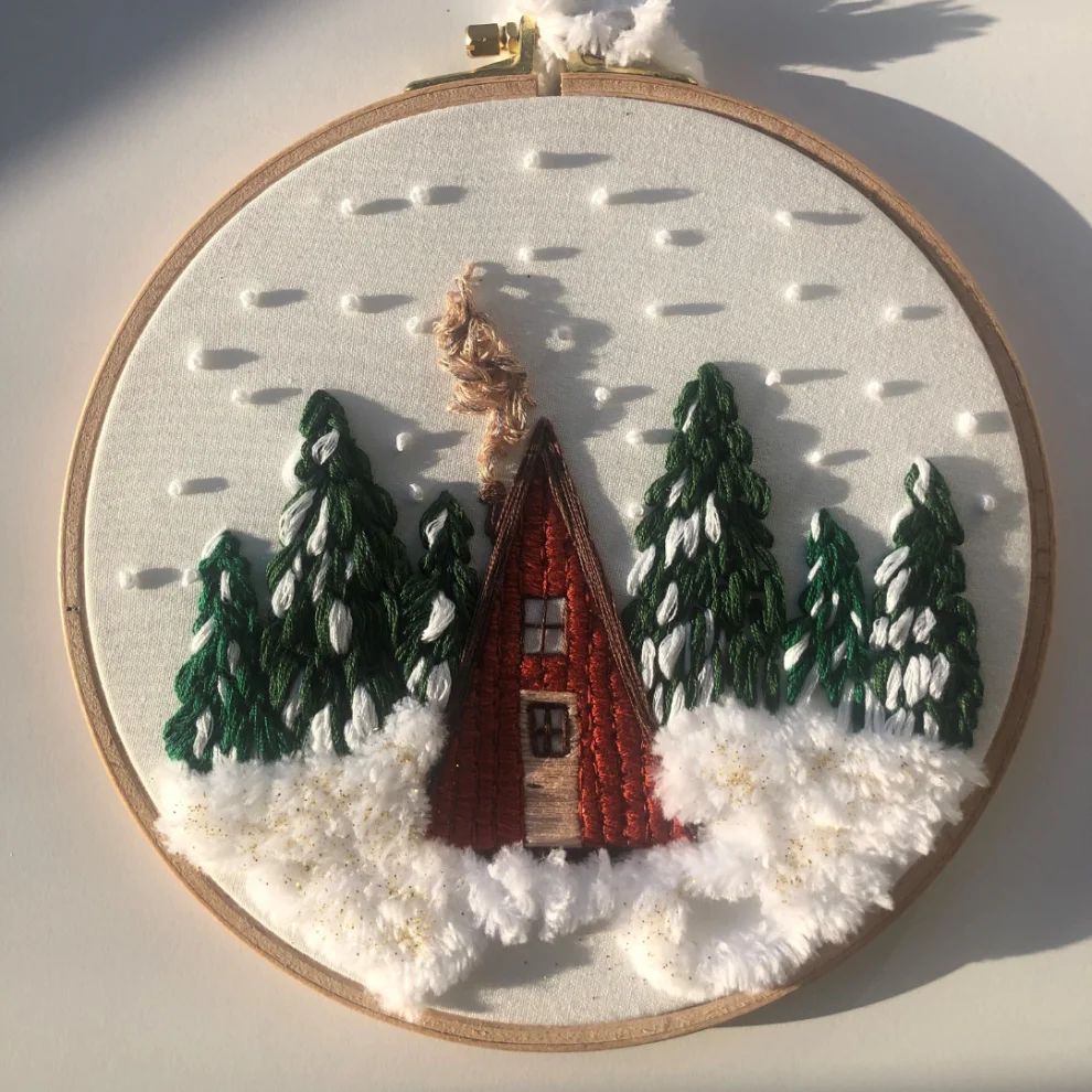 DEAR HOME - Cottage Embroidery Hoop Art