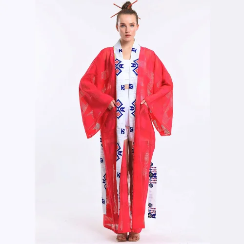 Masuwerte - Kimono Geniş Kol Pareo Uzun