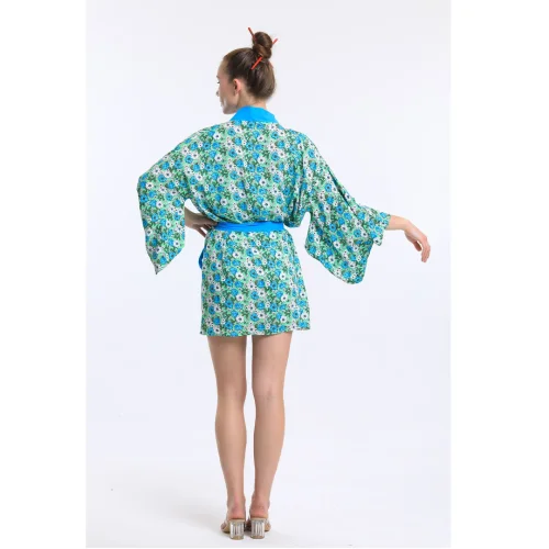 Masuwerte - Kimono Çiçekli Pareo Kısa
