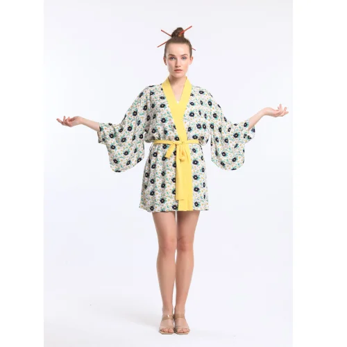 Masuwerte - Kimono Çiçekli Pareo Kısa - Il