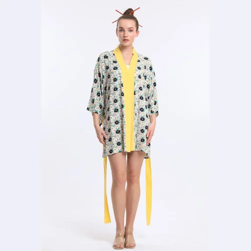 Masuwerte - Kimono Çiçekli Pareo Kısa - Il