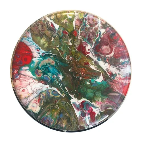 Ebru Sayer Art & Design - Universo - Acrylic And Epoxy Painting Wooden Object /  Plate