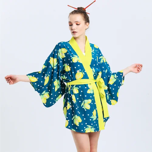 Masuwerte - Kimono Desenli Kısa Pareo