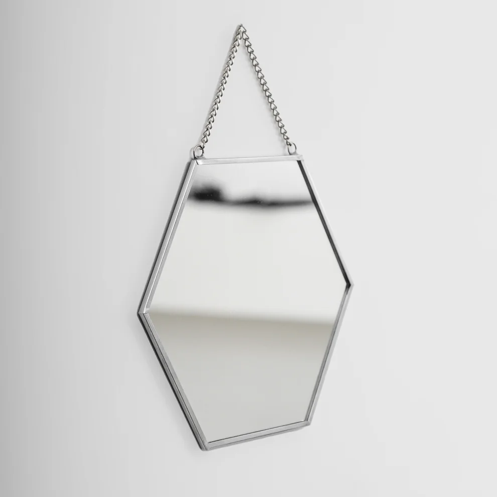 El Crea Designs - Ayn Hexagonal Wall Hanger Silver Mirror