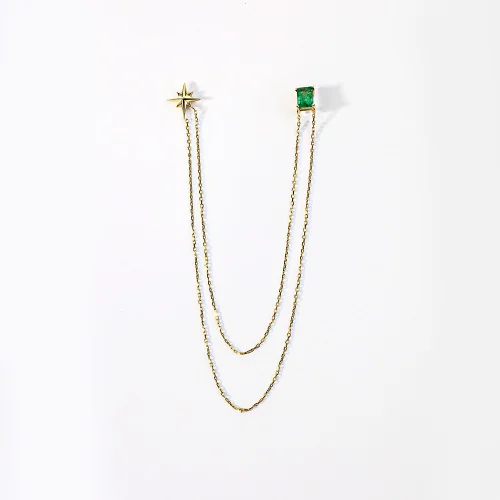 The Anoukis - Emerald Stick 14k Pin With North Star