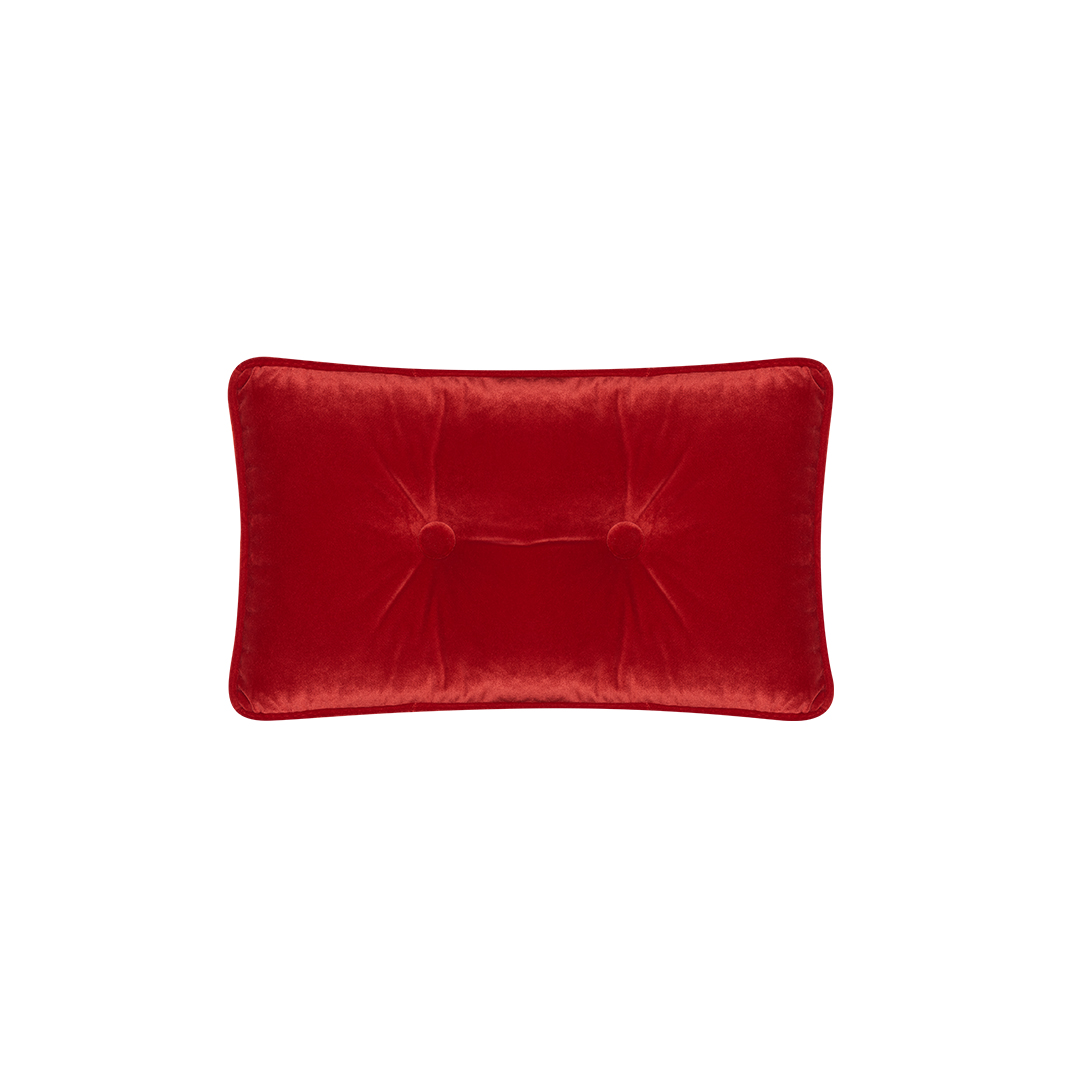 Button Detailed Rectangle Velvet Pillow - Ill