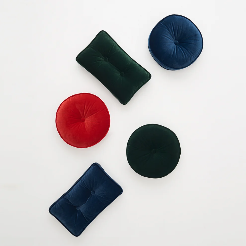 Alpaq Studio - Button Detailed Round Velvet Pillow