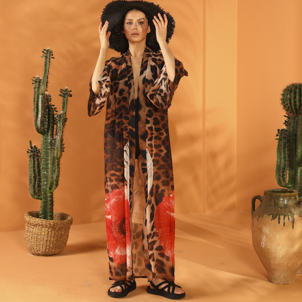 Panthera Pardus Maxi Kimono