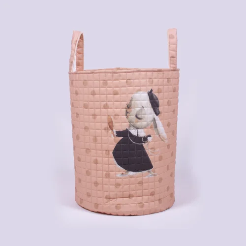 Arba Baby - Organic Cotton Toy And Laundry Basket - Dots Rabbit Theme