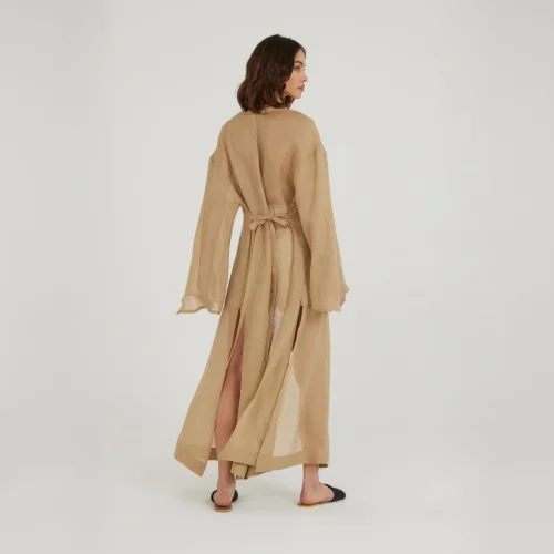 Dor Raw Luxury - Deep Water Linen Kimono Dress