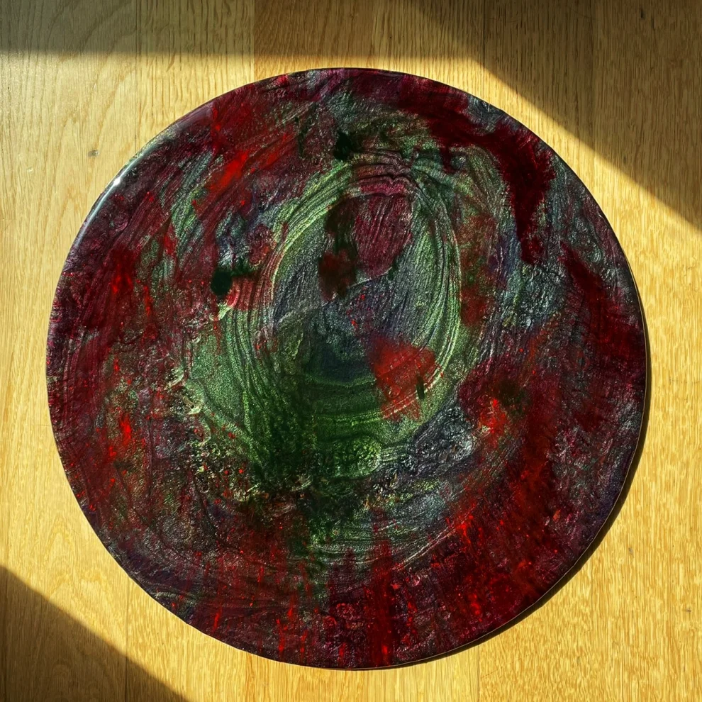 Ebru Sayer Art & Design - Zoom 3- Epoxy Painting & Service Plate On Mdf