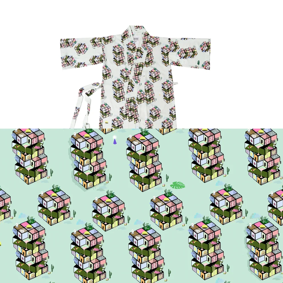 Eight Date - Rubic Habitat Kimono