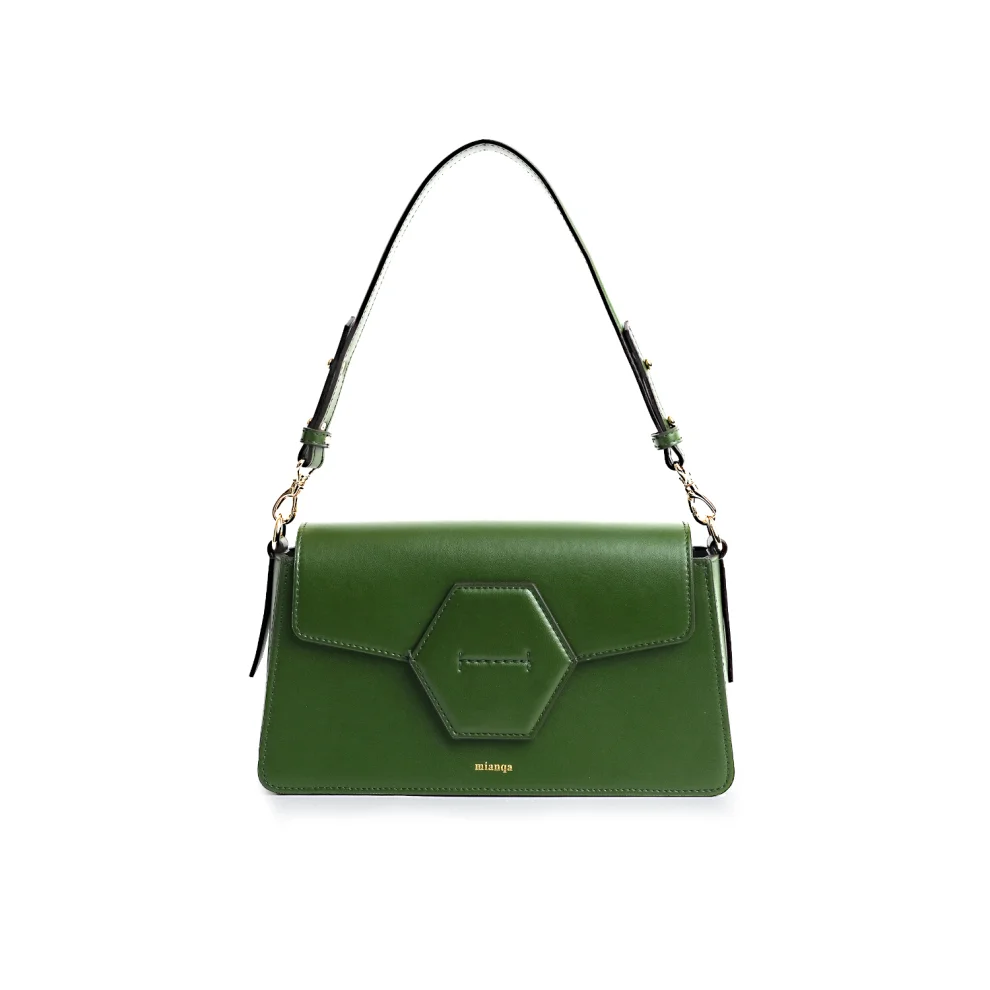 Mianqa - Vegan Cactus Leather Shoulder Bag With Three Sleeves