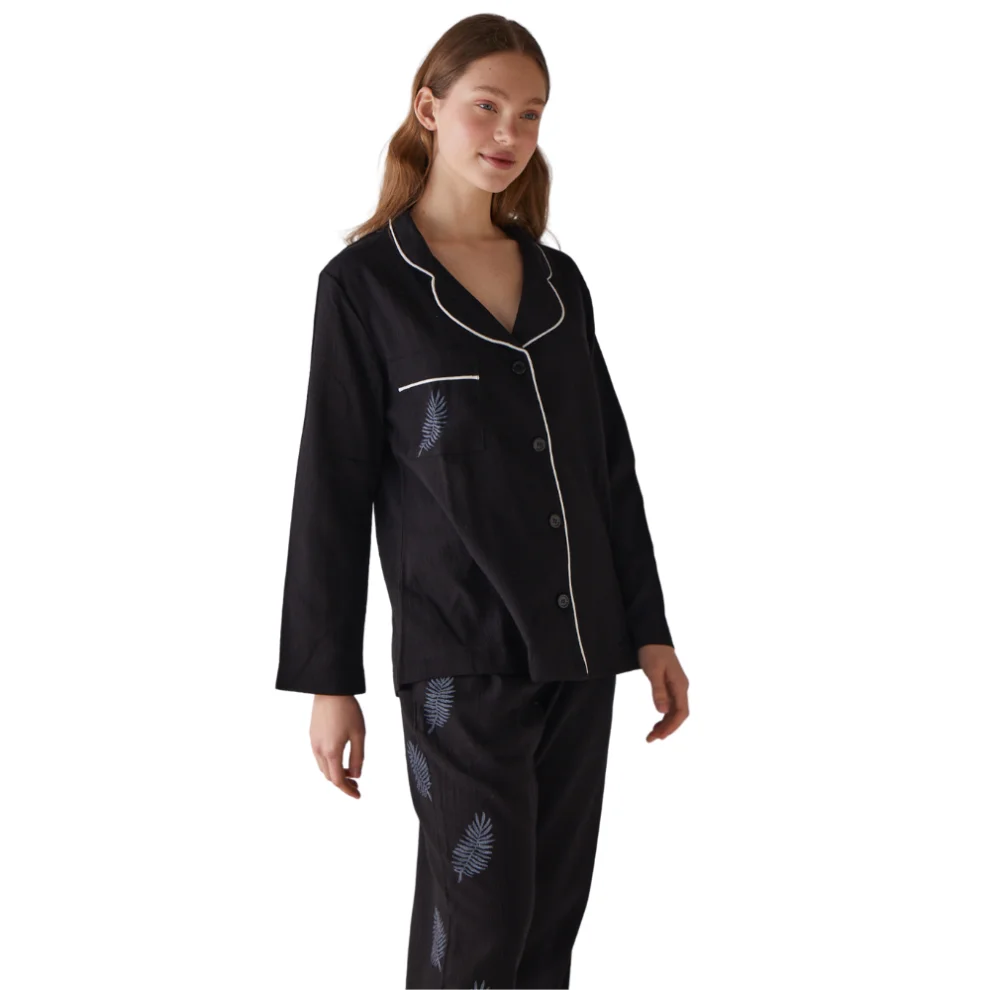 Handarte Los Angeles - Yaprak Desen Uzun Pijama Takımı