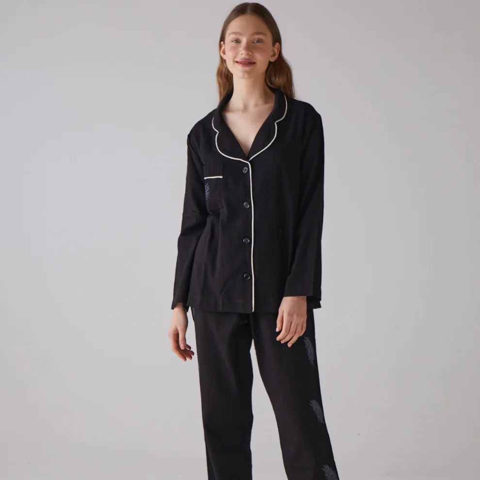 Handarte Los Angeles - Yaprak Desen Uzun Pijama Takımı