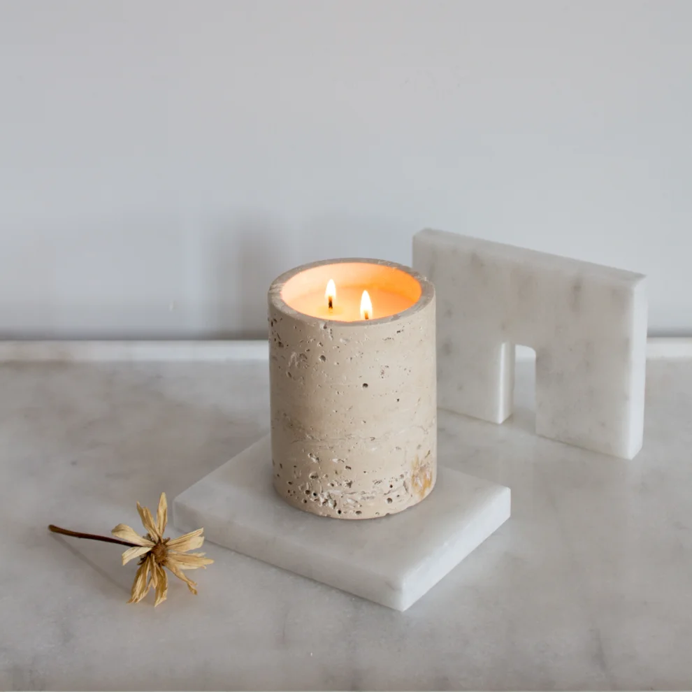 ODA.products - No: 3 Travertine Marble Candle