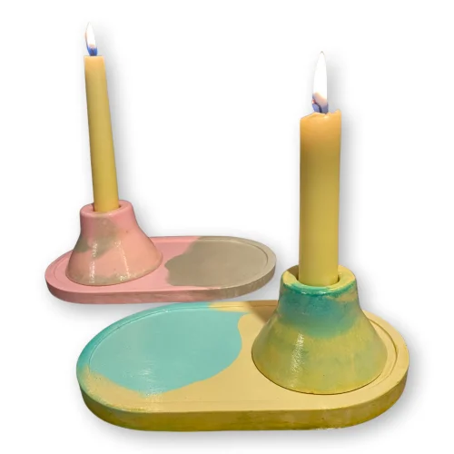 Candu Things - Colorful Abstract Concrete Set Of 2