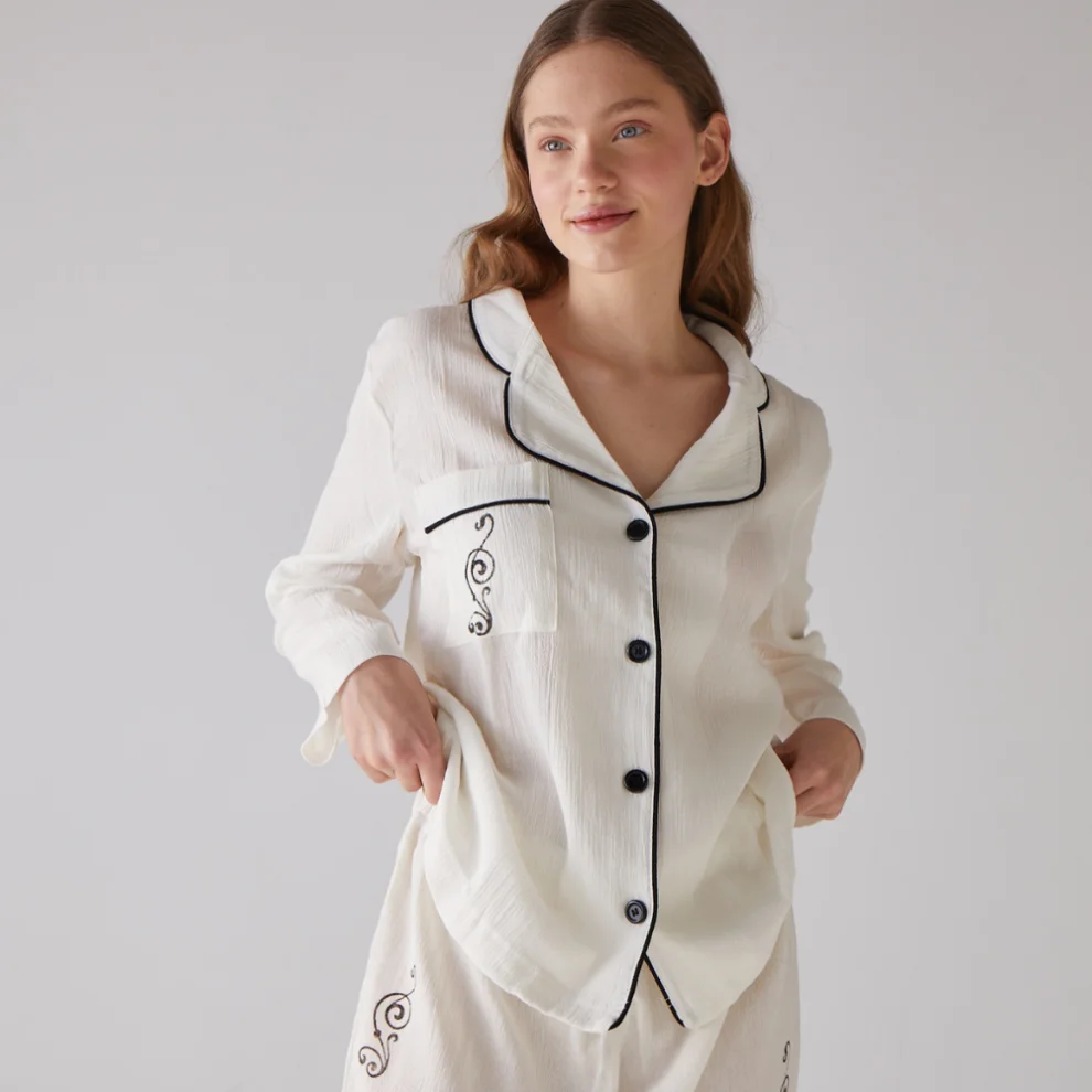 Handarte Los Angeles - Nota Desen Uzun Pijama Takımı
