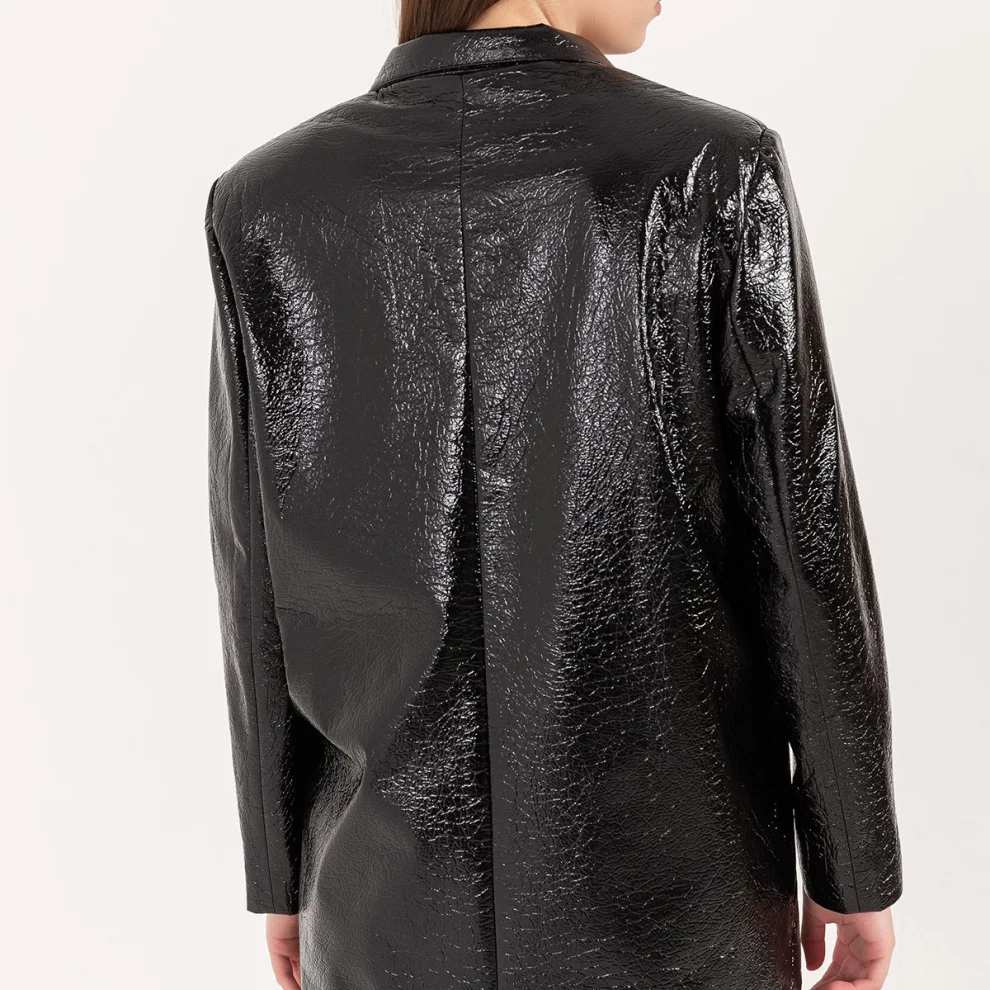 HOELO - Patent Leather Blazer Jacket