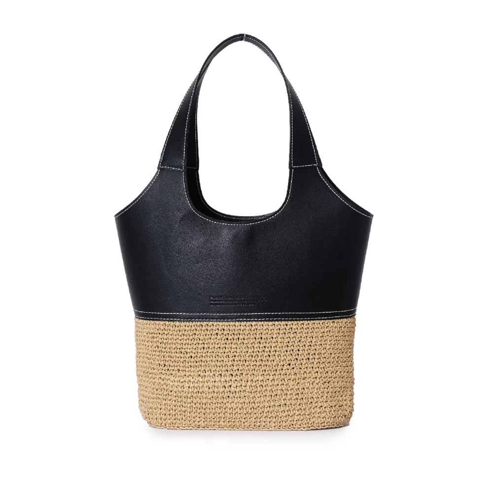 Mianqa - Vegan Bio-leather & Handwoven Raffia Shoulder Bag