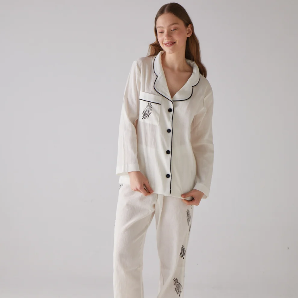 Handarte Los Angeles - Yaprak Desen Uzun Pijama Takımı - Il