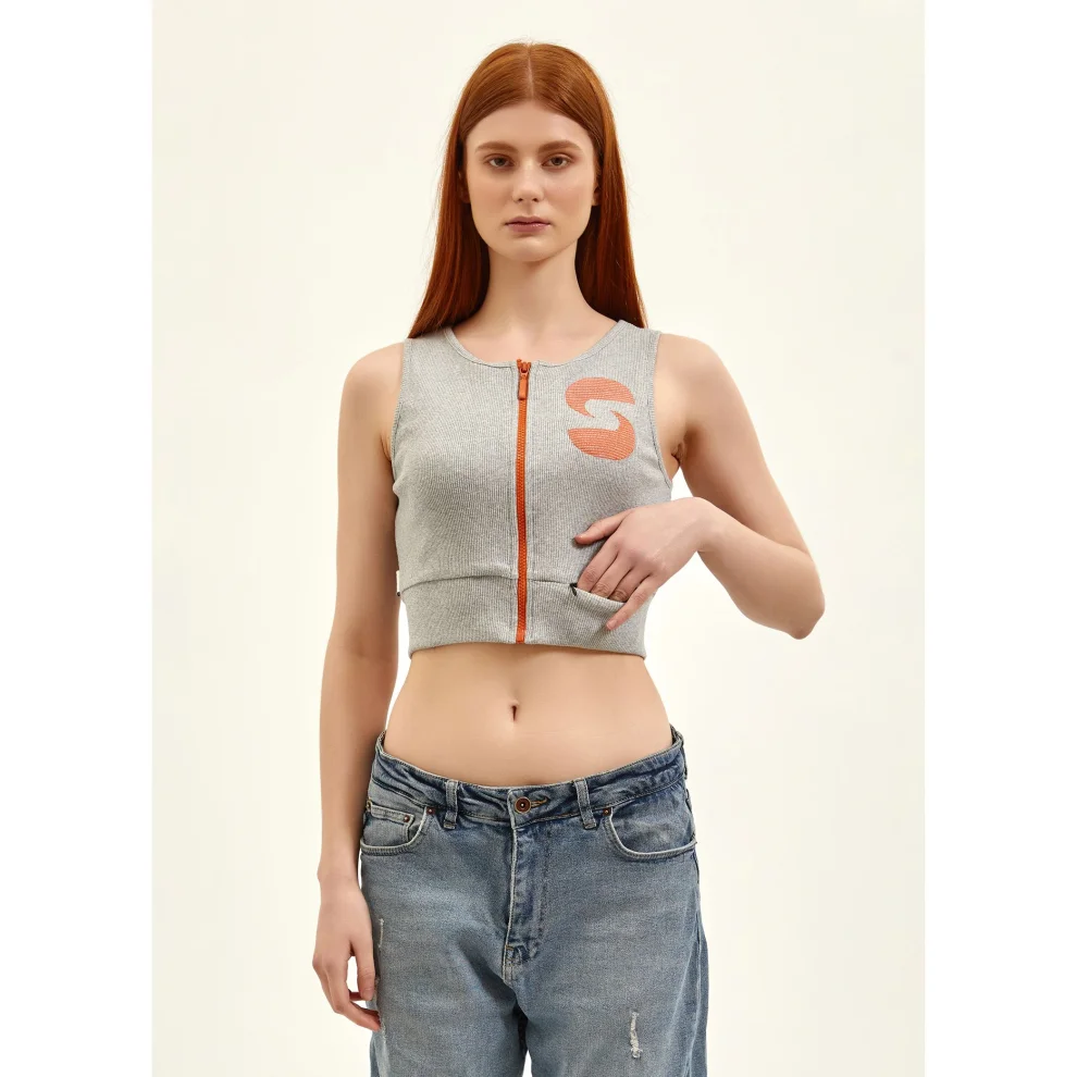 Nasaqu - Nsq Aktif Fermuarlı Crop Top