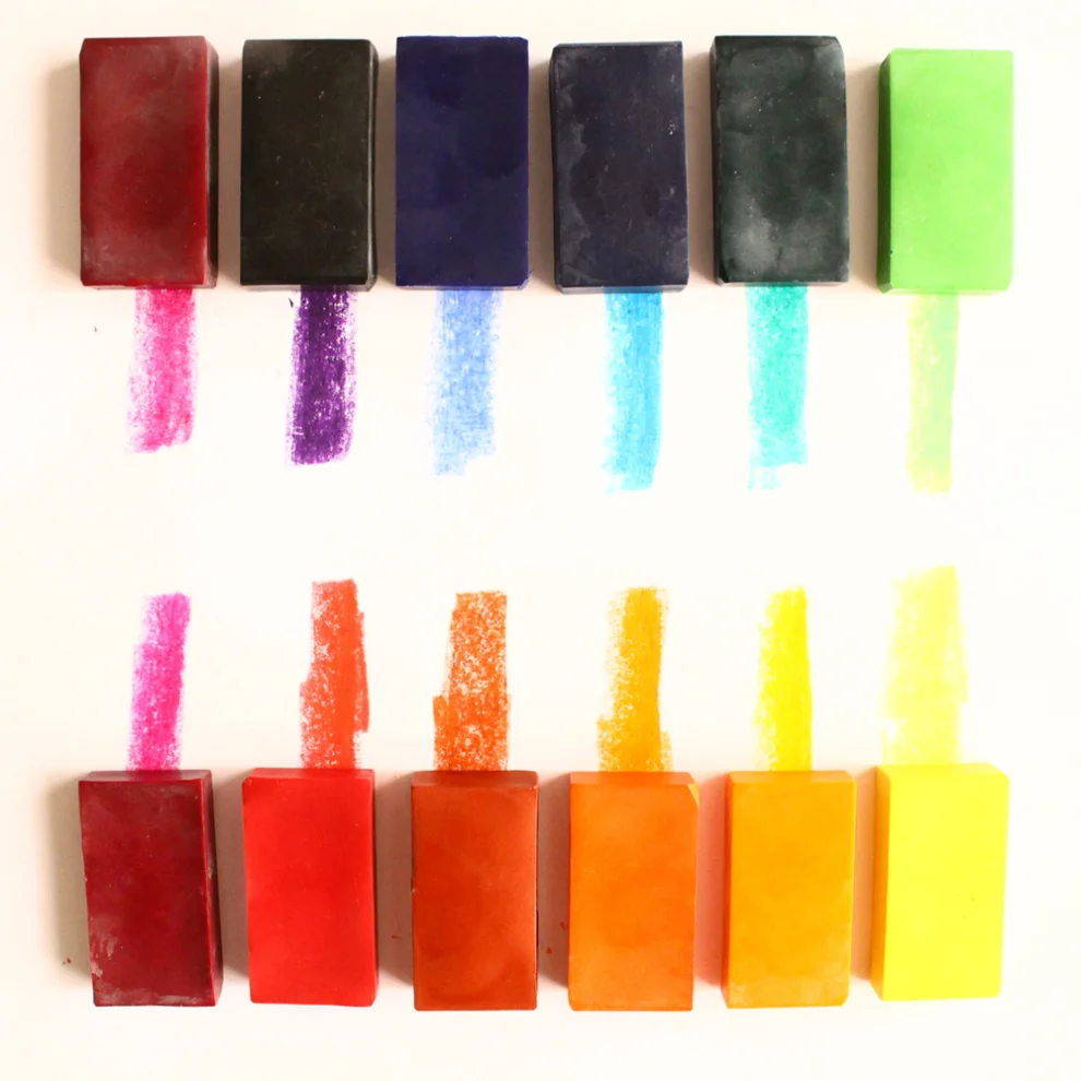 Colorz Doğal Boyalar - Sert Balmumu Blok Pastel Boya Seti 12 Renk