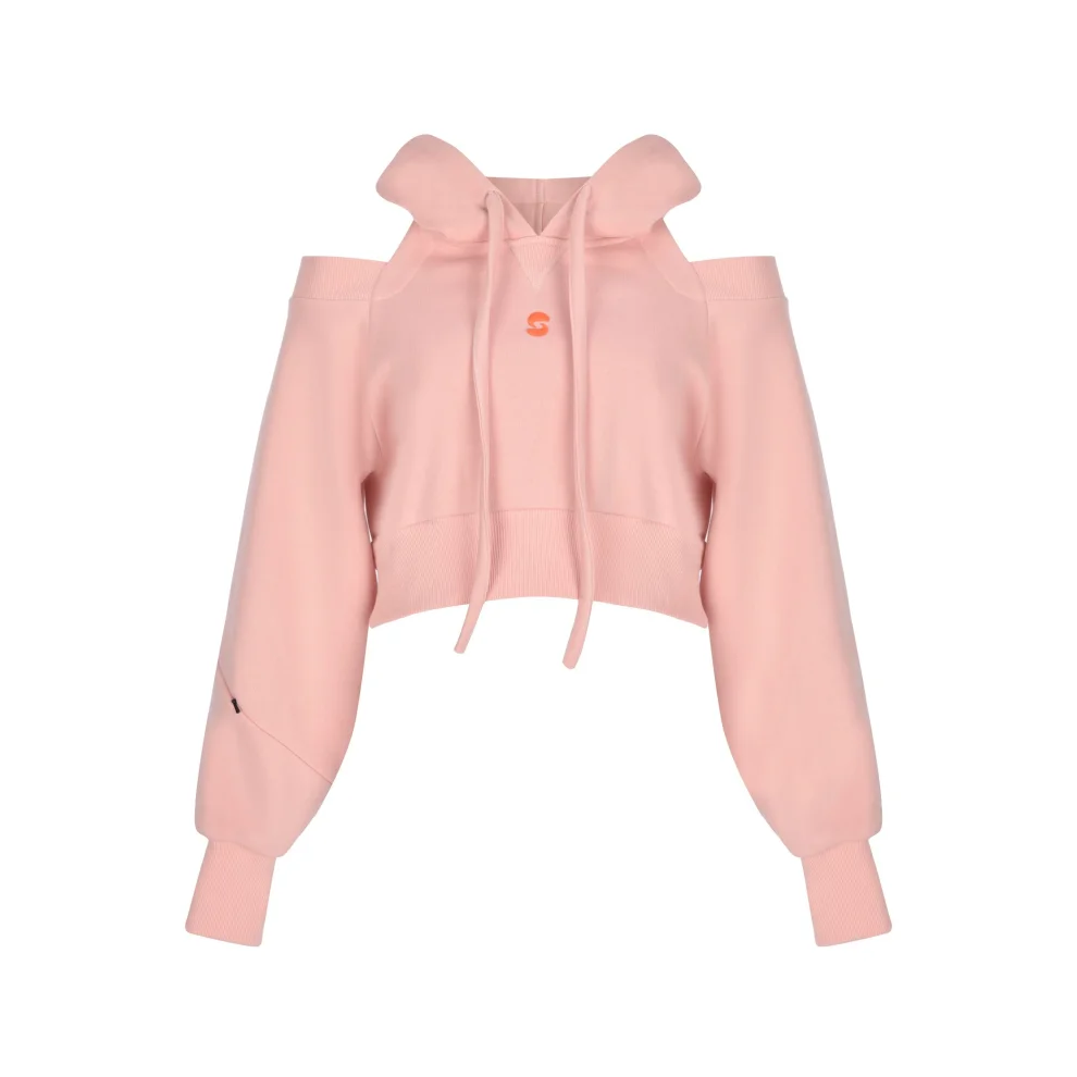 Nasaqu Off Shoulder Crop Hoodie Pink L XL hipicon