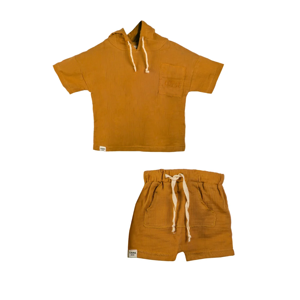 Lavra Studio - Boys Hooded Muslin Tshirt & Shorts Set