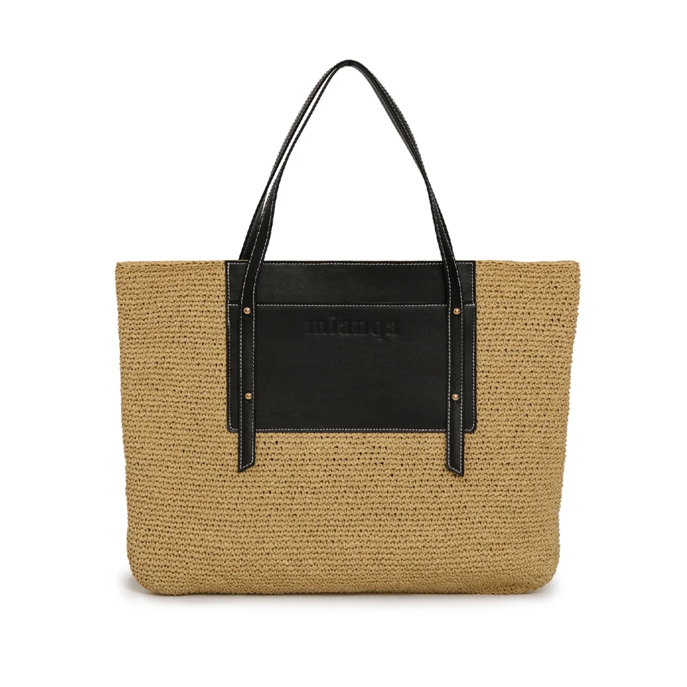 Mianqa - Vegan Bio-leather & Handwoven Raffia Tote Bag