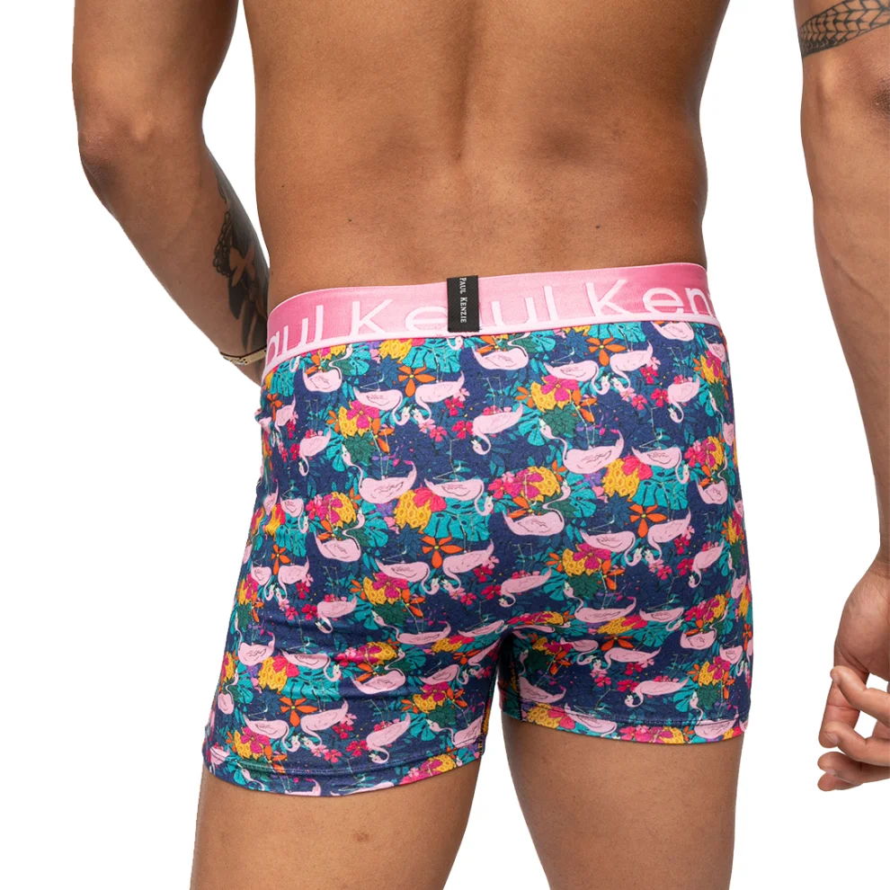 Paul Kenzie - Unique Effect Desenli Erkek Boxer - Flamingo