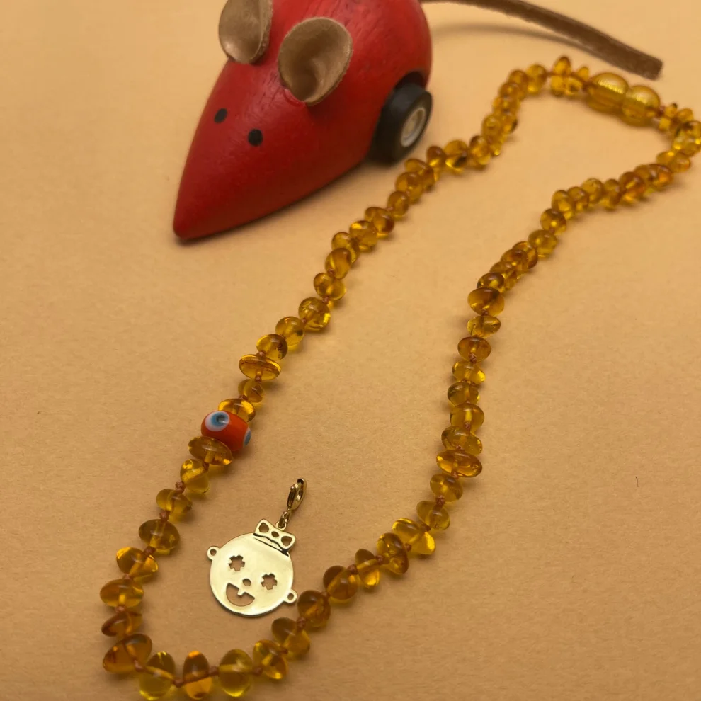 Bimbi by Alize - Gold Pendant Amber Necklace