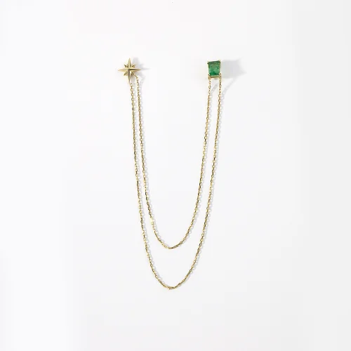 The Anoukis - 8k Gold Emerald Stick Pin With North Star