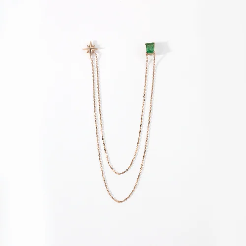 The Anoukis - 8k Gold Emerald Stick Pin With North Star