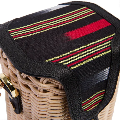 Kai & Vrosi - Wicker Black Baskets With Peshtemal Fabric Detailed