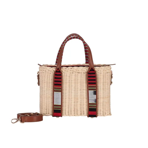 Kai & Vrosi - Tobacco Summer Wicker Basket - Hand Or Cross-body