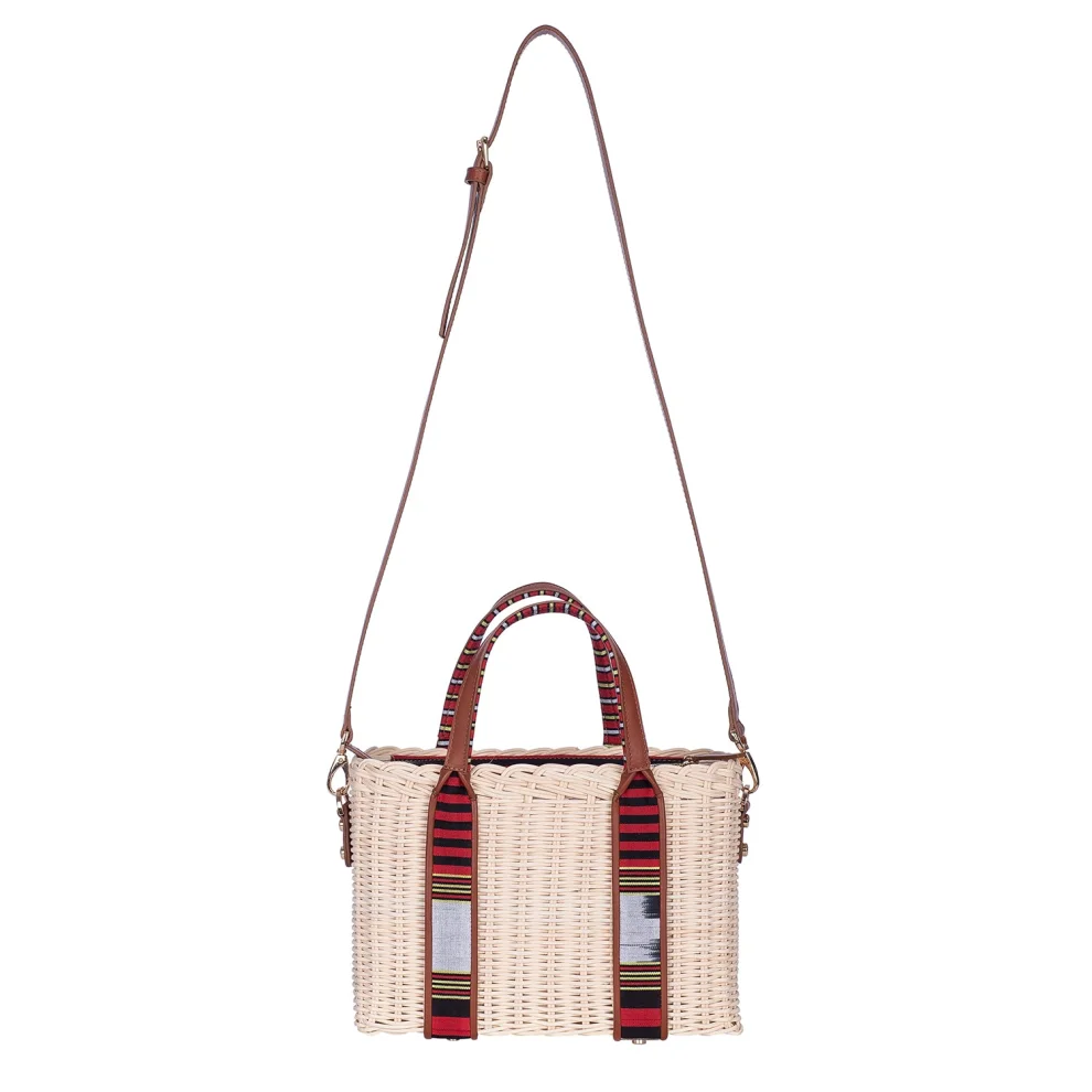 Kai & Vrosi - Tobacco Summer Wicker Basket - Hand Or Cross-body