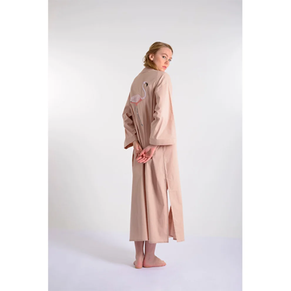 Mono Kimono - Flamingo Linen Kimono