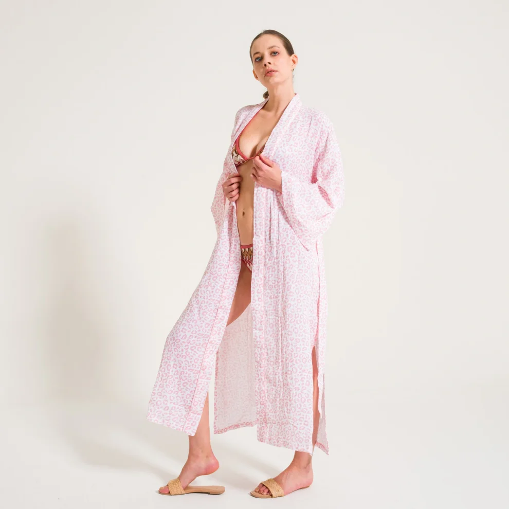 Miespiga - Leopard Pattern Muslin Women's Dressing Gown