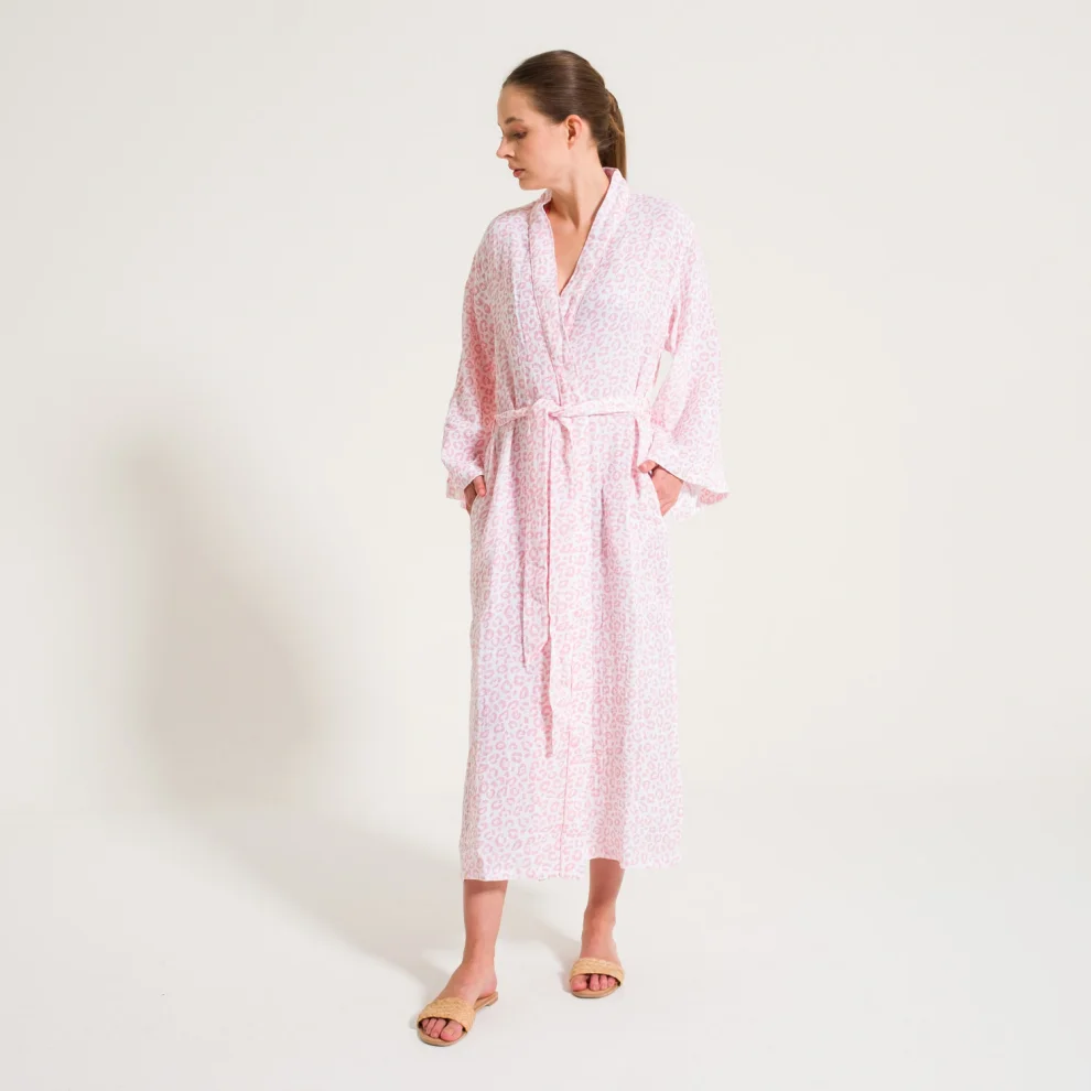 Miespiga - Leopard Pattern Muslin Women's Dressing Gown