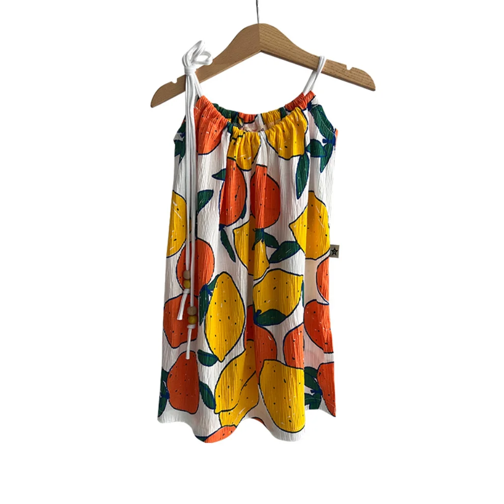 DOROANDME - Meyve Desenli İp Askılı Elbise